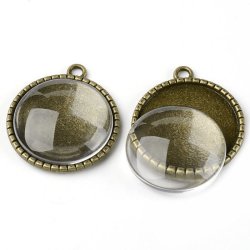 Bilderrahmen mit 1 se, rund mit Klarglas, antik bronze, Auendurchmesser 28 mm, 10 Sets