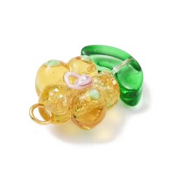 Blume mit Blttern, mehrfarbig, Glas und Messing, ca. 24x14,5x9 mm, 5 Stck