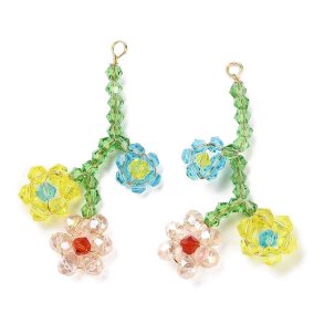 Anhnger, Blumenranke aus Kristallperlen, mehrfarbig, ca. 30x14,5 mm, 1 Stk