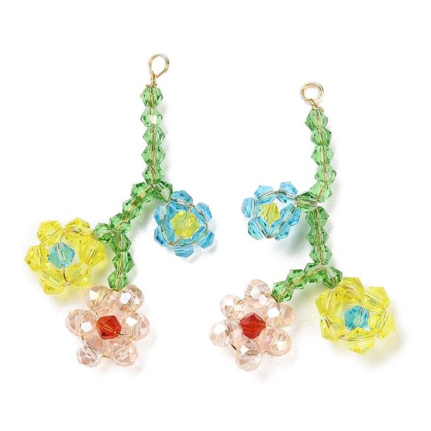 Pendant, grape clusters 5 colours, celestial crystal beads, appx. 30x14,5 mm, 1 pcs