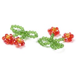 Anhnger, Blumenschleife, rot und grn, Kristallfigur, 30x30x3 mm, 1 Stk