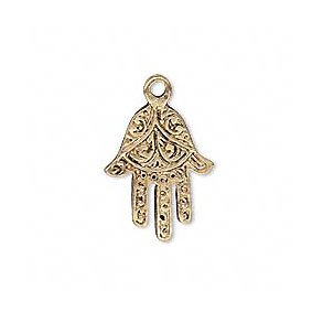 Anhänger, Amulett, golden, Die Hand der Fatima, 18x14,5 mm, 2 Stk.