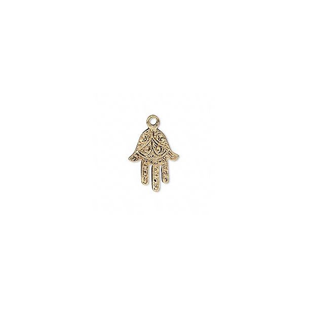 Anhnger, Amulett, golden, Die Hand der Fatima, 18x14,5 mm, 2 Stk.