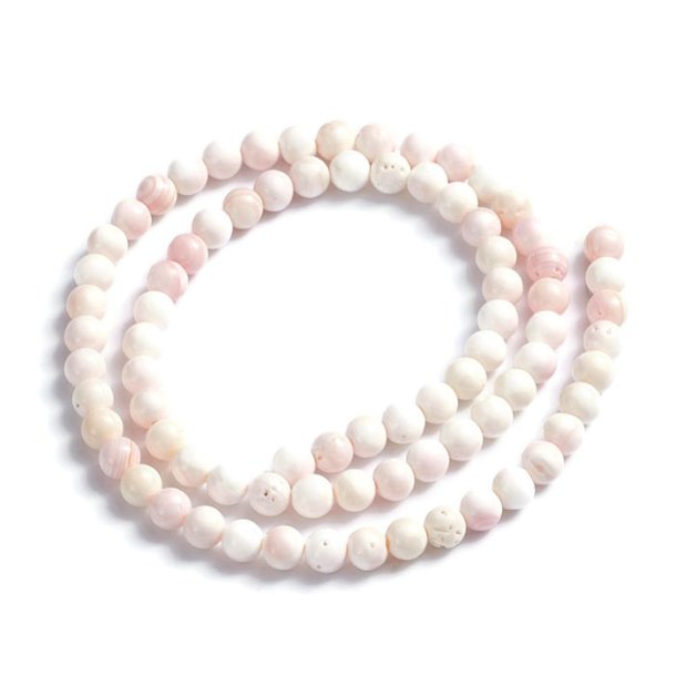 Shell beads, pink shades, whole strand, round, 5-5.5 mm. appx. 80 pc