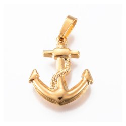 Anker, Anhang, qualit&auml;tsvergoldeter Edelstahl, &Ouml;se mit 7x45 mm Loch, 20x17x3 mm, 1 Stk