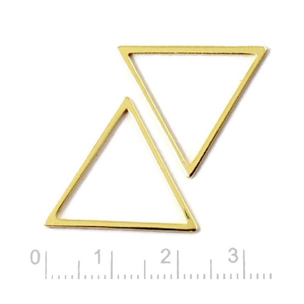Simple triangle, gold plated brass, 24x24x24mm, 6pcs