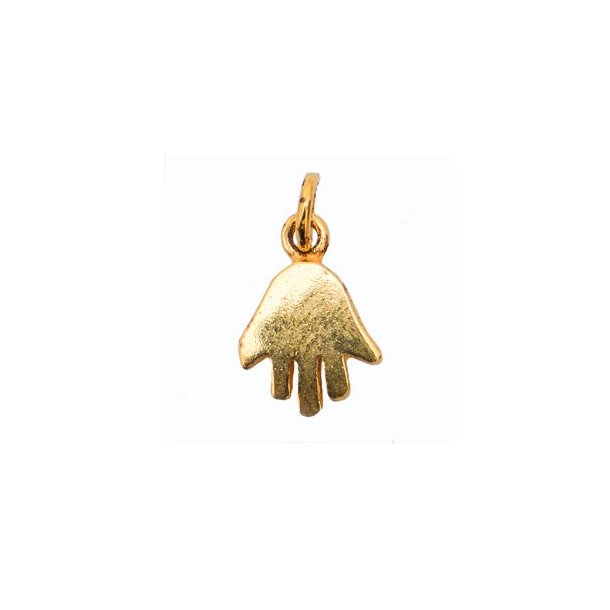 Small Hamsa hand / Fatima hand charm with jumpring, gilded silver, 10x7mm, 1pc.