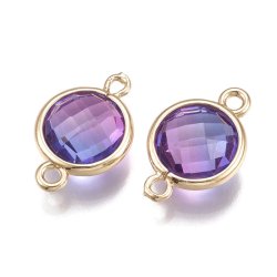 Glasanh&auml;nger, gerahmt, vergoldet, blau/lila 16x11 mm, 1 Stck