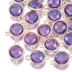 Glasanh&auml;nger, gerahmt, vergoldet, blau/lila 16x11 mm, 1 Stck