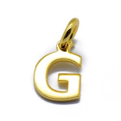 Letter pendant or charm, shiny, gold plated silver, ca. 9x4-8x0.8mm. 1pc