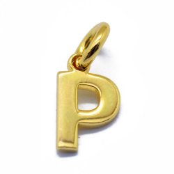 Buchstaben, Anhnger, glnzend, vergoldetes Silber, ca. 9x4-8x0.8 mm, 1 Stk