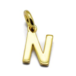 Buchstaben, Anhnger, glnzend, vergoldetes Silber, ca. 9x4-8x0.8 mm, 1 Stk