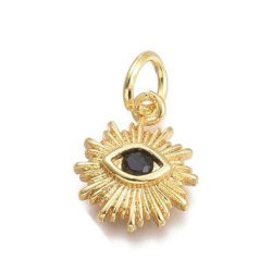 Kopi af Sonnenanh&auml;nger mit Auge und Zirkon, vergoldetes Messing, Schicksal, 12,5x10x2,7mm, 1 St&uuml;ck