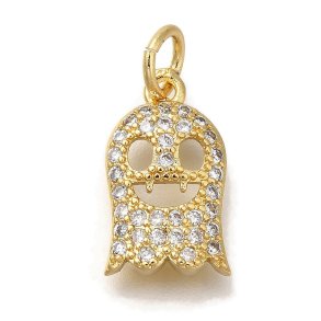 Geisteranh�nger mit klaren Zirkonia, halloween, 18K vergoldetes Messing, 13,5x8 mm, 1 St�ck