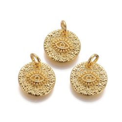 Augenanh&auml;nger mit &Ouml;se, Messing vergoldet, 12x1,5mm, 1 Stk