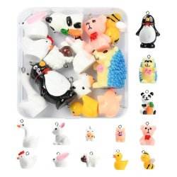 Animal pendants, plastic, with loop, 15-39x15, 26.5X10-23mm, 13 pcs.