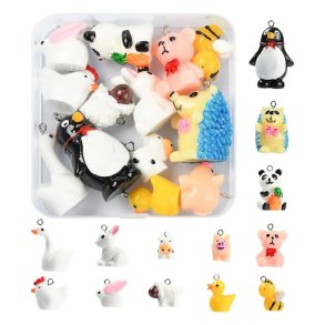 Animal pendants, plastic, with loop, 15-39x15, 26.5X10-23mm, 13 pcs.