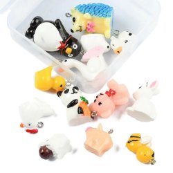 Animal pendants, plastic, with loop, 15-39x15, 26.5X10-23mm, 13 pcs.