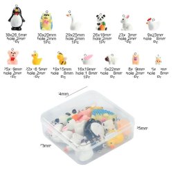 Animal pendants, plastic, with loop, 15-39x15, 26.5X10-23mm, 13 pcs.