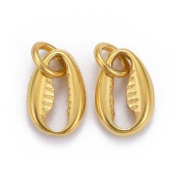 Muschel-Anh&auml;nger mit &Ouml;se, vergoldeter Stahl, 11,5x8 mm, 2 Stk