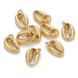 Muschel-Anh&auml;nger mit &Ouml;se, vergoldeter Stahl, 11,5x8 mm, 2 Stk