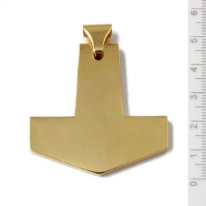 Thor's hammer, exstra large, quality gilded stainless steel, 45x45x5mm, 1pc.