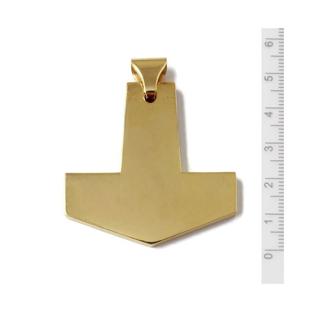 Thors Hammer, vergoldeter Edelstahl, starke Qualitt, 45x45x5 mm, 1 Stk.