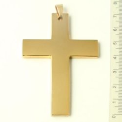 Anh&auml;nger, Kreuz, gl&auml;nzend, vergoldeter Stahl, 70x53x4 mm, 1 Stk.