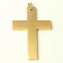 Anh&auml;nger, Kreuz, gl&auml;nzend, vergoldeter Stahl, 70x53x4 mm, 1 Stk.