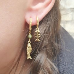 Fisk, vedh�ng med hempe, st�rk forgyldt messing, 19x6x5 mm, 2 stk