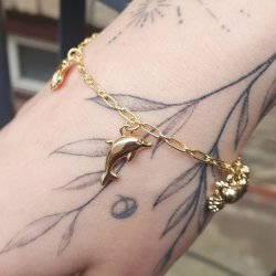 Delfin-Anh�nger, 18 Karat vergoldetes Messing, 11x14 mm, 2 Stck