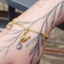 Lille hummer, vedh�ng, guldfarvet messing, 15,5x9 mm, 2 stk