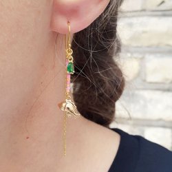 Buttet fisk, vedh�ng, guldfarvet messing, 8,5x11,5 mm, 2 stk