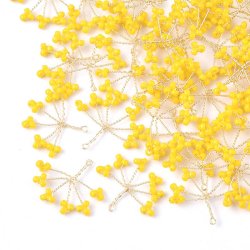 Seed bead Anh&auml;nger, Blume, Gelb, 15x20 mm, 2 Stk.