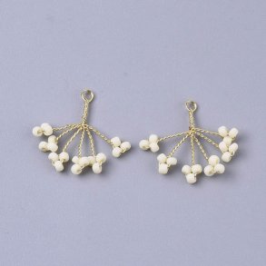 Seed bead pendant, beige, 15x20 mm, 2 pc.