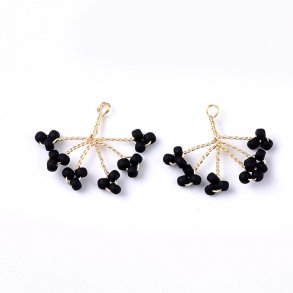 Seed bead pendant, black , 15x20 mm, 2 pc.