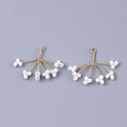 Seed bead Anh&auml;nger, Blume, Wei&szlig;, 15x20 mm, 2 Stk.