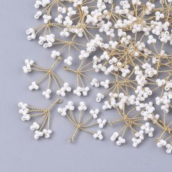 Seed bead Anh&auml;nger, Blume, Wei&szlig;, 15x20 mm, 2 Stk.