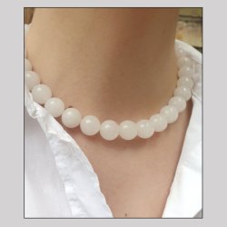 Jade-Perle, ganzer Strang, wei, rund, 10 mm, 39 Stk.