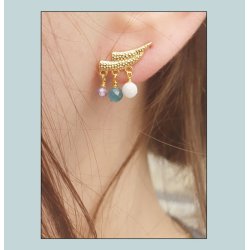 Ohrstecker, Flgel mit 3 sen, gehmmert, 14,5x6,5 mm, Silber, 2 Stck.