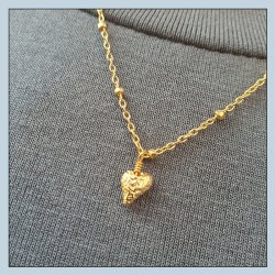 Kleines Herz, Perle mit gehmmerter Oberflche, Silber vergoldet, 6x5 mm, 2 Stck