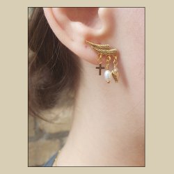 Kleines Herz, Perle mit gehmmerter Oberflche, Silber vergoldet, 6x5 mm, 2 Stck