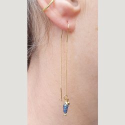 Fisk, vedh�ng, 18K forgyldt messing med bl� emalje, 15x5x4 mm, 2 stk.