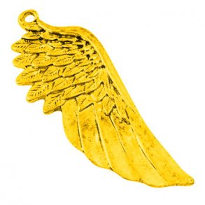 Anhänger, antik-goldende Flügel aus kräftigem Metall,  2 Stk.