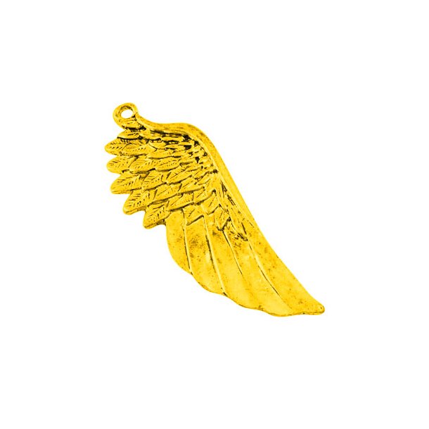 Charm, antique golden wing  made of solid metal,  2 pc.