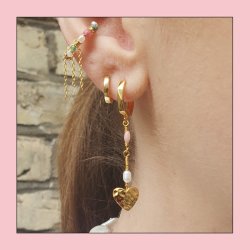 Herz-Anhnger, leicht gewlbt, gehmmerte Oberflche, vergoldetes Silber, 10x9 mm, 1 Stck