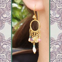 Anh&auml;nger mit 6 geschlossenen &Ouml;sen, vergoldetes silber, 15x12 mm, 2 Stck