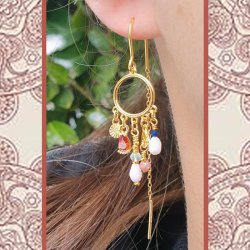 Anh&auml;nger mit 6 geschlossenen &Ouml;sen, vergoldetes silber, 15x12 mm, 2 Stck