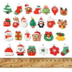 Jule-figurer vedhng, Plastik, med je, 26 forskellige, ca, 20-30x18 mm, 26 stk