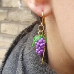 Anh&auml;nger, Trauben 5-farben, Saatperlenfigur, ca. 21,5x14,5 mm, 5 St&uuml;ck